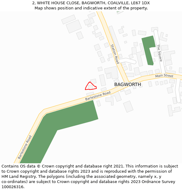 2, WHITE HOUSE CLOSE, BAGWORTH, COALVILLE, LE67 1DX: Location map and indicative extent of plot