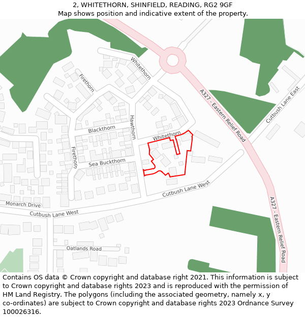 2, WHITETHORN, SHINFIELD, READING, RG2 9GF: Location map and indicative extent of plot