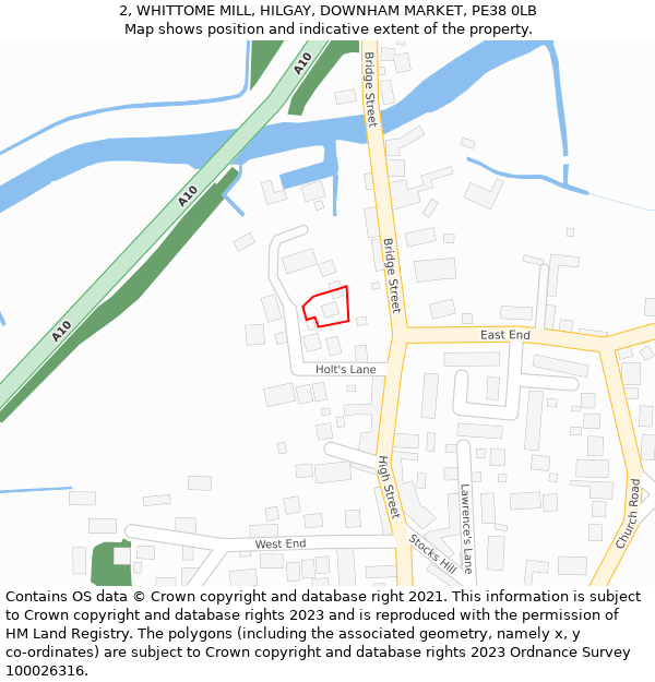 2, WHITTOME MILL, HILGAY, DOWNHAM MARKET, PE38 0LB: Location map and indicative extent of plot