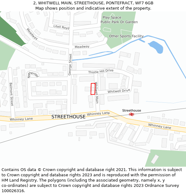 2, WHITWELL MAIN, STREETHOUSE, PONTEFRACT, WF7 6GB: Location map and indicative extent of plot