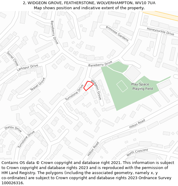 2, WIDGEON GROVE, FEATHERSTONE, WOLVERHAMPTON, WV10 7UA: Location map and indicative extent of plot