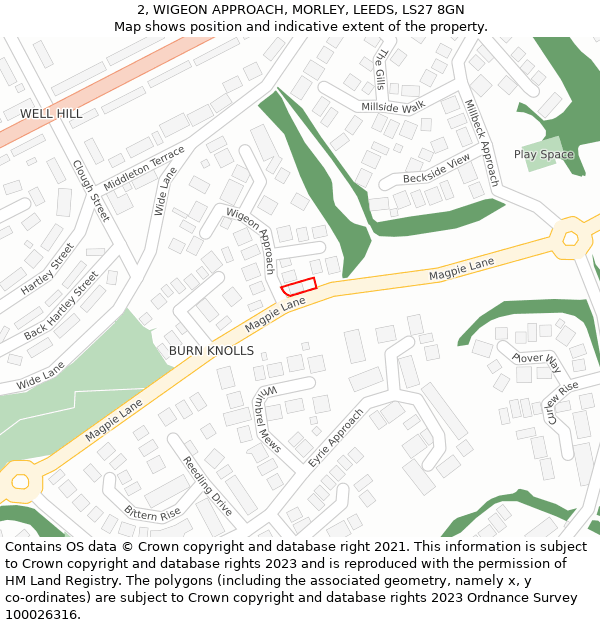 2, WIGEON APPROACH, MORLEY, LEEDS, LS27 8GN: Location map and indicative extent of plot