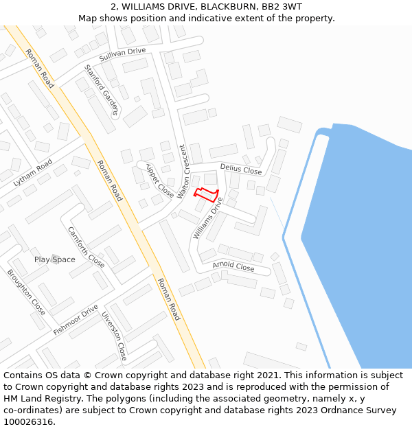 2, WILLIAMS DRIVE, BLACKBURN, BB2 3WT: Location map and indicative extent of plot