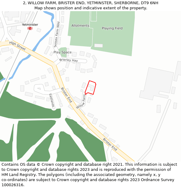 2, WILLOW FARM, BRISTER END, YETMINSTER, SHERBORNE, DT9 6NH: Location map and indicative extent of plot