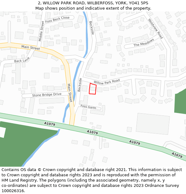 2, WILLOW PARK ROAD, WILBERFOSS, YORK, YO41 5PS: Location map and indicative extent of plot