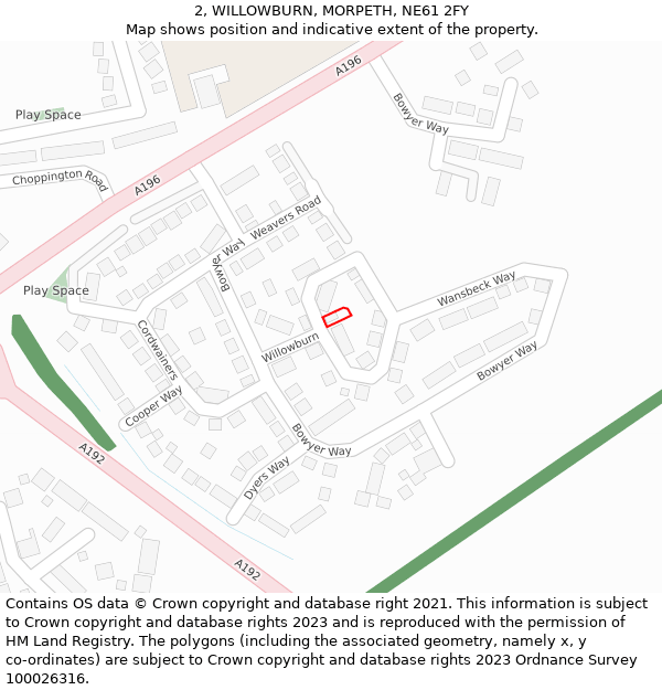 2, WILLOWBURN, MORPETH, NE61 2FY: Location map and indicative extent of plot