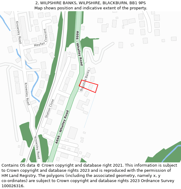 2, WILPSHIRE BANKS, WILPSHIRE, BLACKBURN, BB1 9PS: Location map and indicative extent of plot