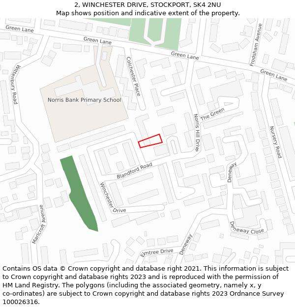 2, WINCHESTER DRIVE, STOCKPORT, SK4 2NU: Location map and indicative extent of plot