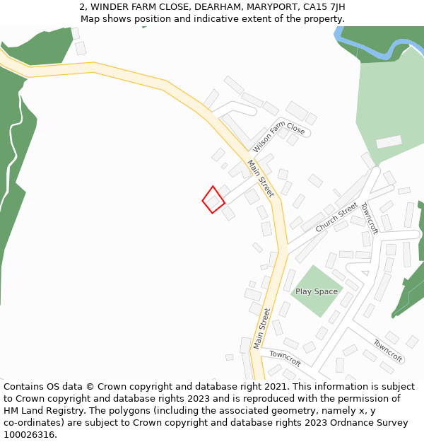 2, WINDER FARM CLOSE, DEARHAM, MARYPORT, CA15 7JH: Location map and indicative extent of plot