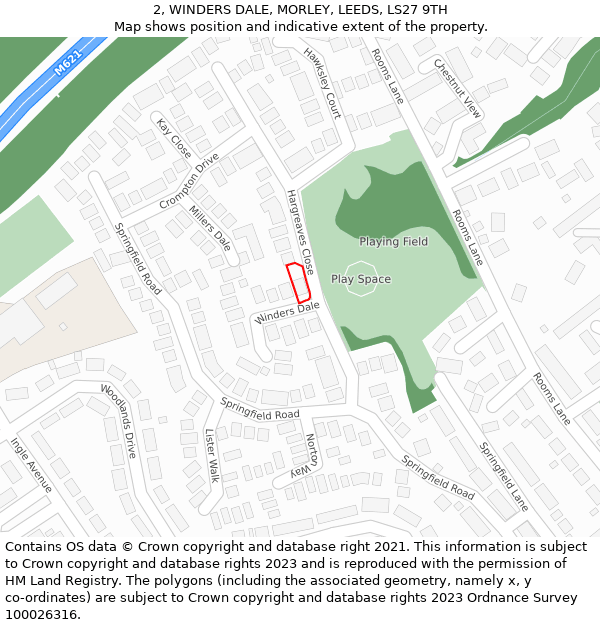 2, WINDERS DALE, MORLEY, LEEDS, LS27 9TH: Location map and indicative extent of plot