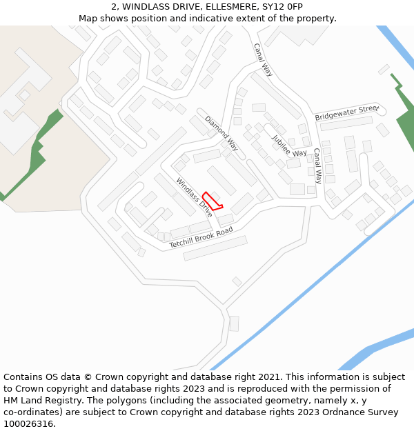 2, WINDLASS DRIVE, ELLESMERE, SY12 0FP: Location map and indicative extent of plot