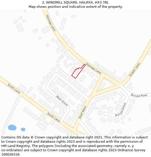 2, WINDMILL SQUARE, HALIFAX, HX3 7BL: Location map and indicative extent of plot