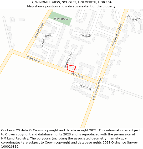 2, WINDMILL VIEW, SCHOLES, HOLMFIRTH, HD9 1SA: Location map and indicative extent of plot