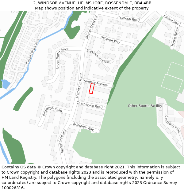 2, WINDSOR AVENUE, HELMSHORE, ROSSENDALE, BB4 4RB: Location map and indicative extent of plot