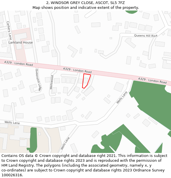 2, WINDSOR GREY CLOSE, ASCOT, SL5 7FZ: Location map and indicative extent of plot