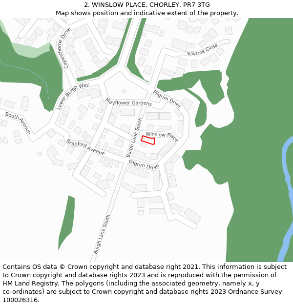 2, WINSLOW PLACE, CHORLEY, PR7 3TG: Location map and indicative extent of plot