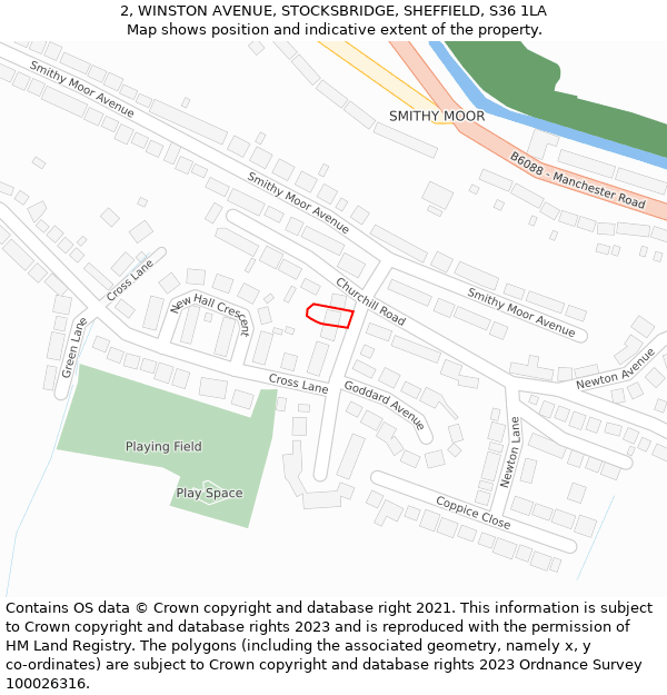 2, WINSTON AVENUE, STOCKSBRIDGE, SHEFFIELD, S36 1LA: Location map and indicative extent of plot