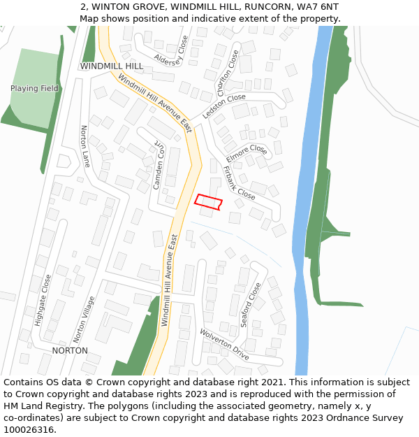 2, WINTON GROVE, WINDMILL HILL, RUNCORN, WA7 6NT: Location map and indicative extent of plot