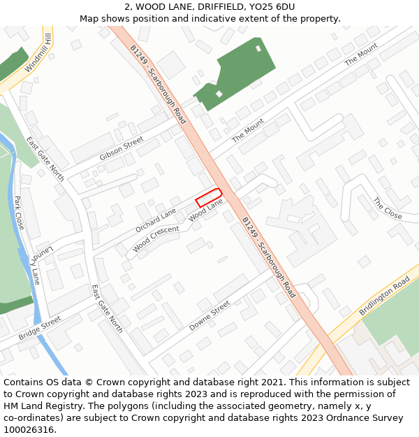 2, WOOD LANE, DRIFFIELD, YO25 6DU: Location map and indicative extent of plot