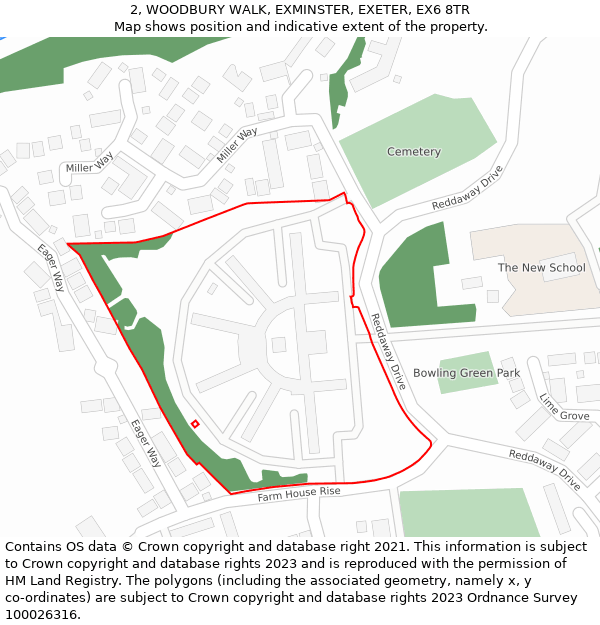 2, WOODBURY WALK, EXMINSTER, EXETER, EX6 8TR: Location map and indicative extent of plot