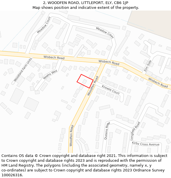 2, WOODFEN ROAD, LITTLEPORT, ELY, CB6 1JP: Location map and indicative extent of plot