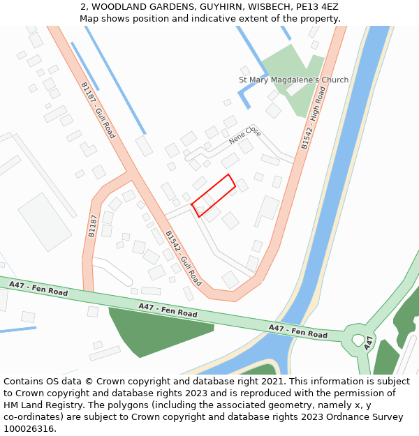 2, WOODLAND GARDENS, GUYHIRN, WISBECH, PE13 4EZ: Location map and indicative extent of plot