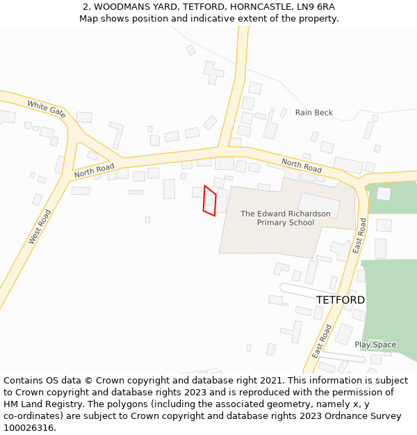 2, WOODMANS YARD, TETFORD, HORNCASTLE, LN9 6RA: Location map and indicative extent of plot