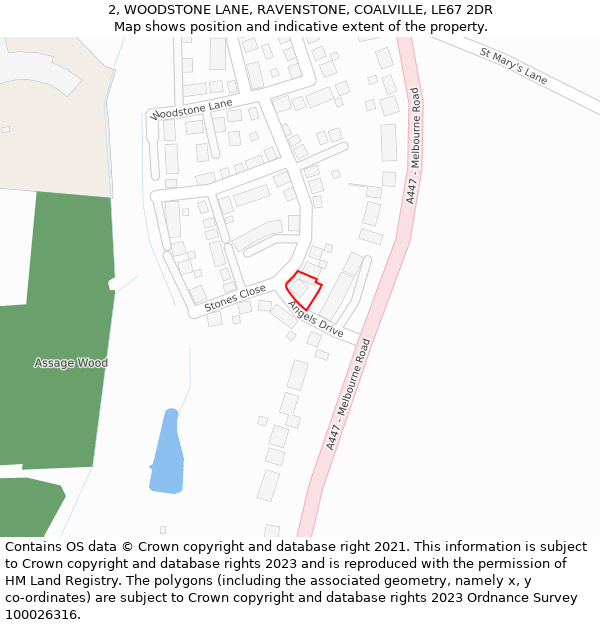 2, WOODSTONE LANE, RAVENSTONE, COALVILLE, LE67 2DR: Location map and indicative extent of plot