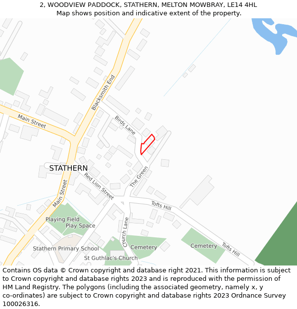 2, WOODVIEW PADDOCK, STATHERN, MELTON MOWBRAY, LE14 4HL: Location map and indicative extent of plot