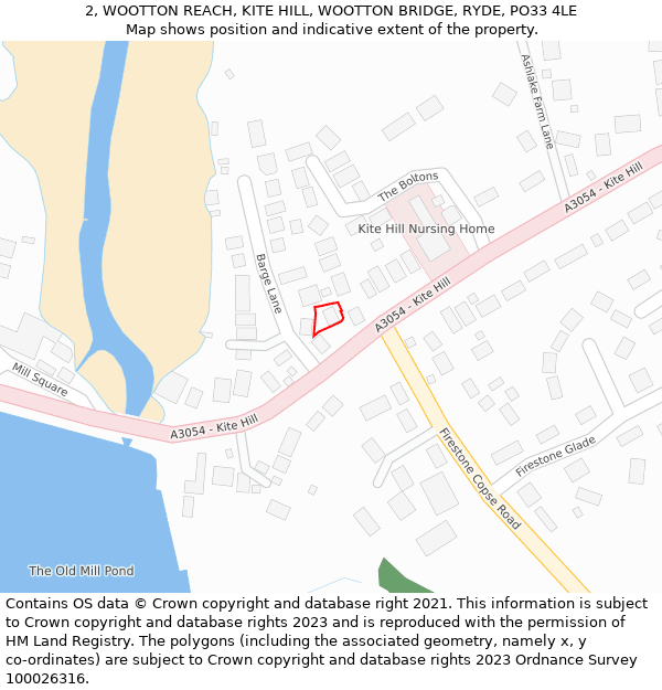 2, WOOTTON REACH, KITE HILL, WOOTTON BRIDGE, RYDE, PO33 4LE: Location map and indicative extent of plot