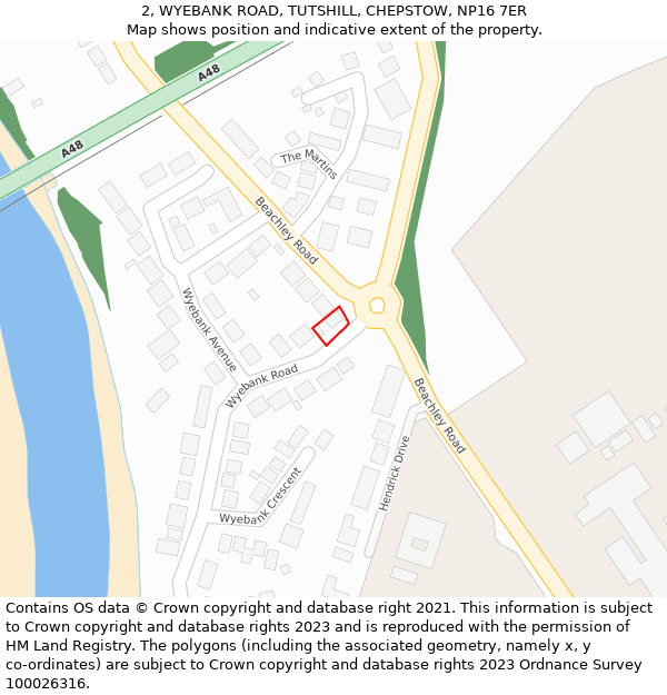 2, WYEBANK ROAD, TUTSHILL, CHEPSTOW, NP16 7ER: Location map and indicative extent of plot