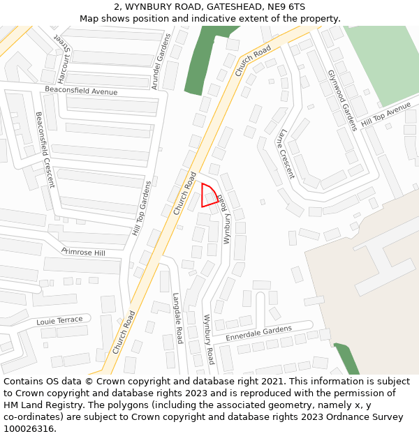 2, WYNBURY ROAD, GATESHEAD, NE9 6TS: Location map and indicative extent of plot