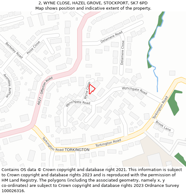 2, WYNE CLOSE, HAZEL GROVE, STOCKPORT, SK7 6PD: Location map and indicative extent of plot
