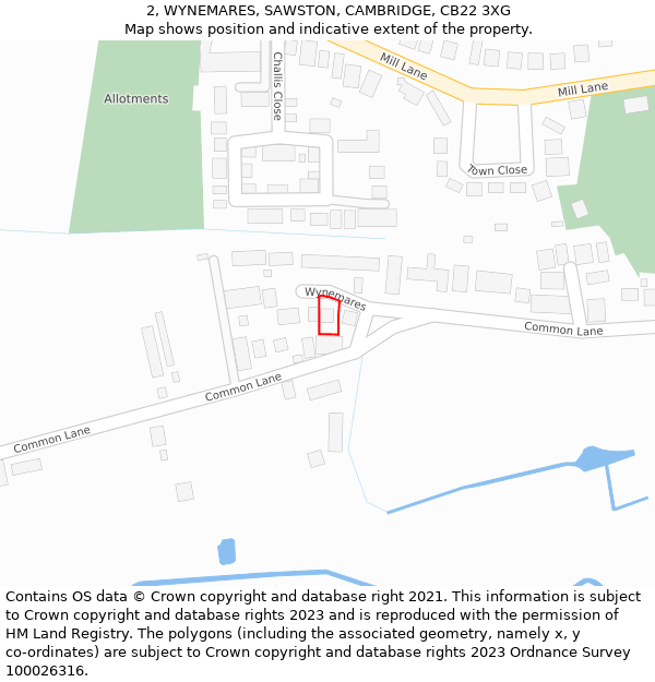 2, WYNEMARES, SAWSTON, CAMBRIDGE, CB22 3XG: Location map and indicative extent of plot