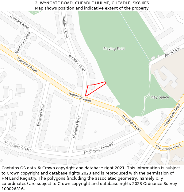 2, WYNGATE ROAD, CHEADLE HULME, CHEADLE, SK8 6ES: Location map and indicative extent of plot