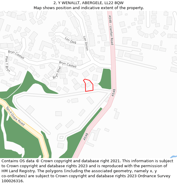 2, Y WENALLT, ABERGELE, LL22 8QW: Location map and indicative extent of plot