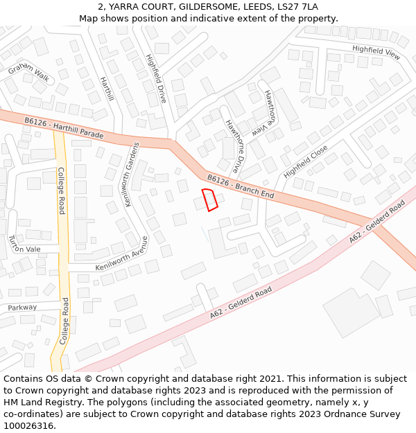 2, YARRA COURT, GILDERSOME, LEEDS, LS27 7LA: Location map and indicative extent of plot