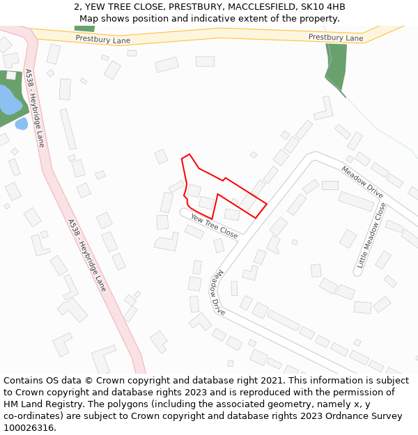 2, YEW TREE CLOSE, PRESTBURY, MACCLESFIELD, SK10 4HB: Location map and indicative extent of plot