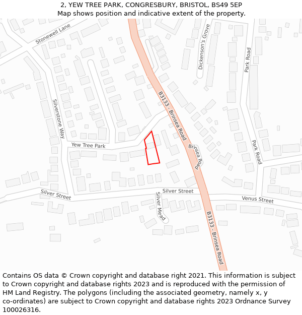 2, YEW TREE PARK, CONGRESBURY, BRISTOL, BS49 5EP: Location map and indicative extent of plot