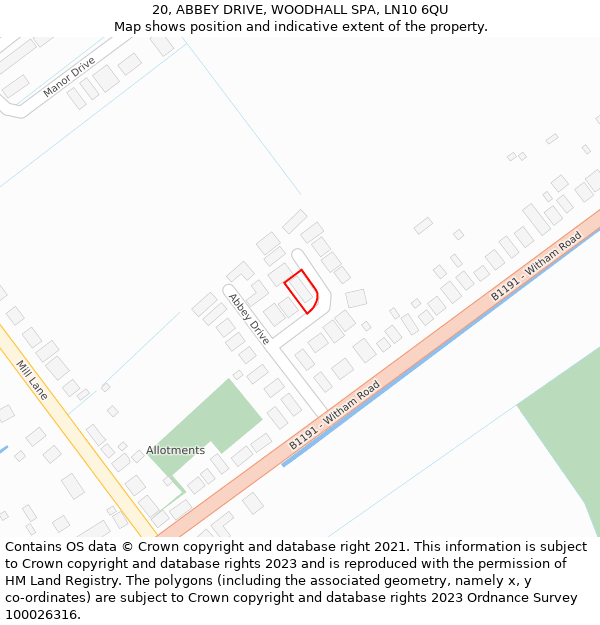 20, ABBEY DRIVE, WOODHALL SPA, LN10 6QU: Location map and indicative extent of plot