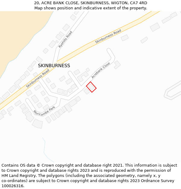 20, ACRE BANK CLOSE, SKINBURNESS, WIGTON, CA7 4RD: Location map and indicative extent of plot