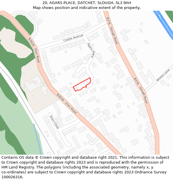 20, AGARS PLACE, DATCHET, SLOUGH, SL3 9AH: Location map and indicative extent of plot