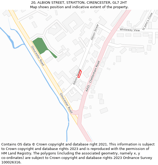 20, ALBION STREET, STRATTON, CIRENCESTER, GL7 2HT: Location map and indicative extent of plot