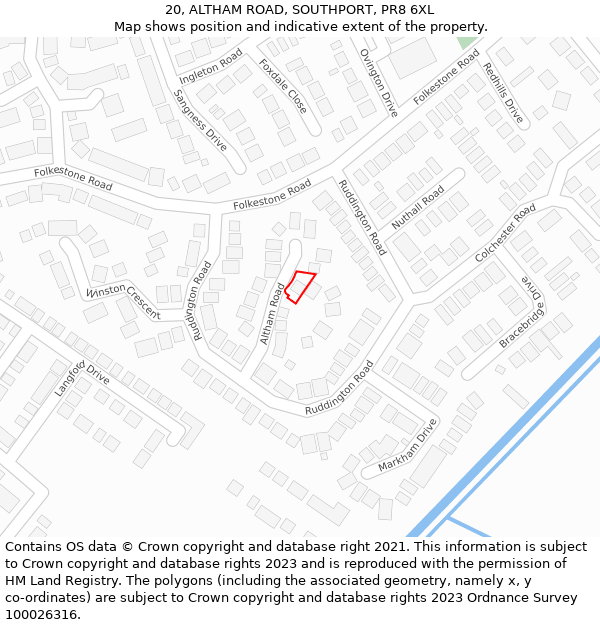 20, ALTHAM ROAD, SOUTHPORT, PR8 6XL: Location map and indicative extent of plot