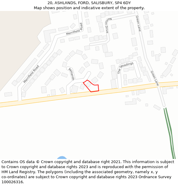 20, ASHLANDS, FORD, SALISBURY, SP4 6DY: Location map and indicative extent of plot