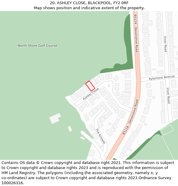 20, ASHLEY CLOSE, BLACKPOOL, FY2 0RF: Location map and indicative extent of plot