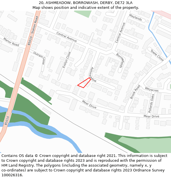 20, ASHMEADOW, BORROWASH, DERBY, DE72 3LA: Location map and indicative extent of plot