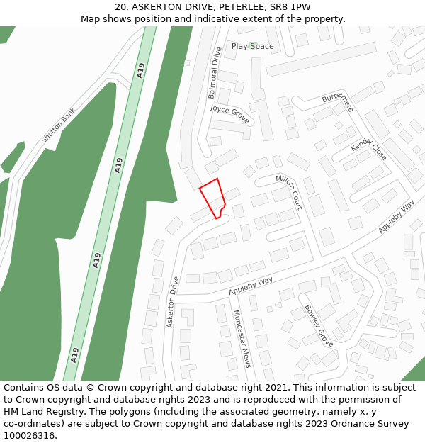 20, ASKERTON DRIVE, PETERLEE, SR8 1PW: Location map and indicative extent of plot