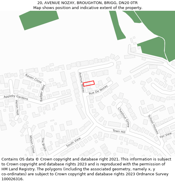 20, AVENUE NOZAY, BROUGHTON, BRIGG, DN20 0TR: Location map and indicative extent of plot