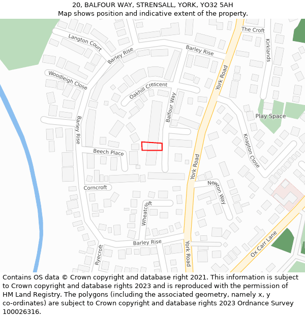 20, BALFOUR WAY, STRENSALL, YORK, YO32 5AH: Location map and indicative extent of plot